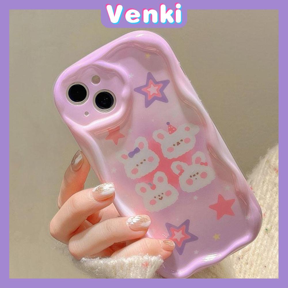 VENKI - For iPhone 14 Pro Max iPhone TPU Curved Edge Wave Case iPhone Case Soft Shell Stars Cute Bunny Compatible with iPhone 13 Pro max 12 Pro Max 11 xr xs max 7Plus 8Plus