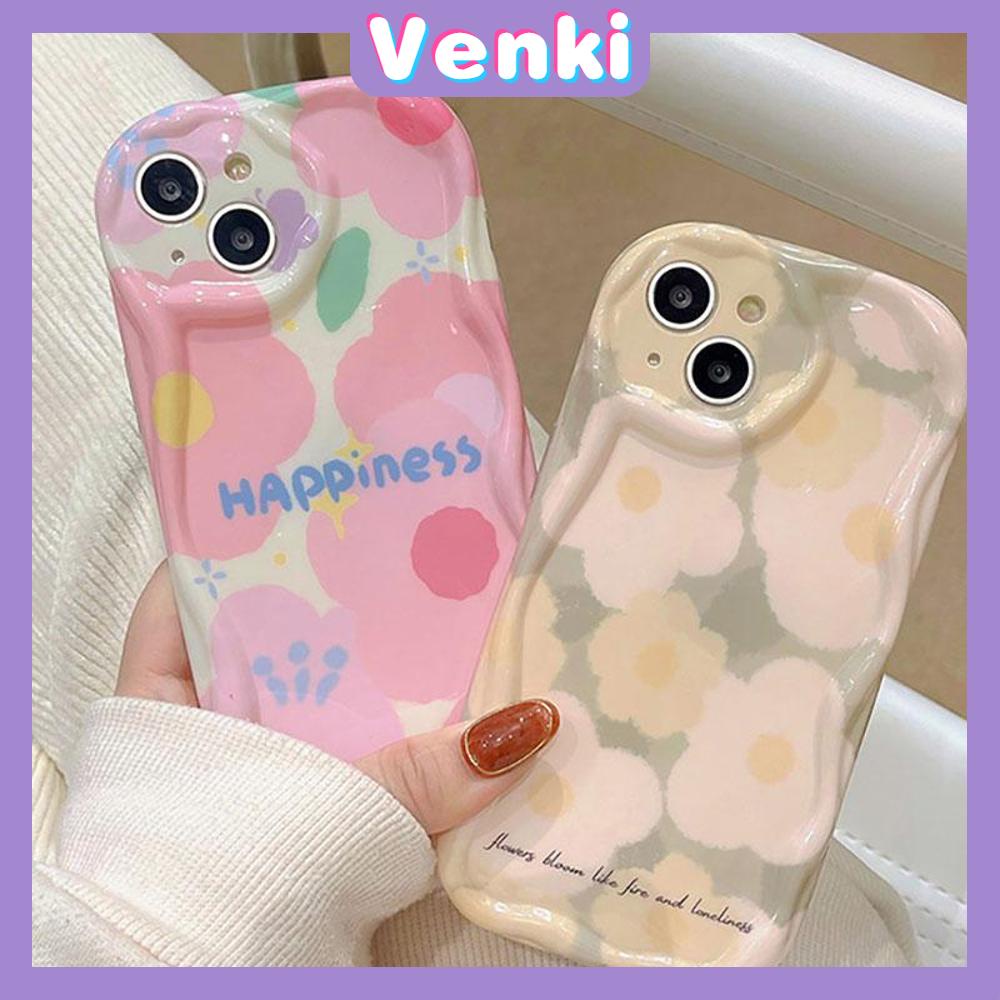 VENKI - For iPhone 11 iPhone Case 3D Curved Edge Wave Clear Case TPU Airbag Shockproof Camera Cover Cute Flowers Compatible For iPhone 14 13 Pro max 12 Pro Max 11 xr xs max 7 Plus