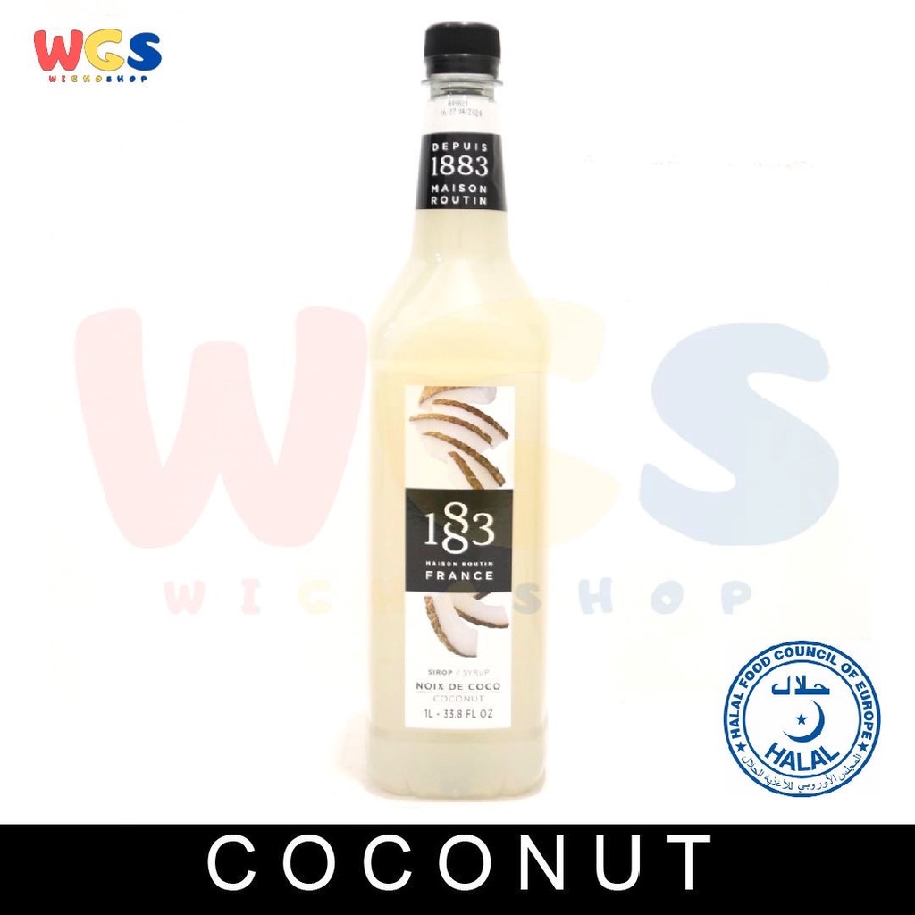 Syrup 1883 Maison Routin France Coconut Flavored 33.8 fl oz 1ltr