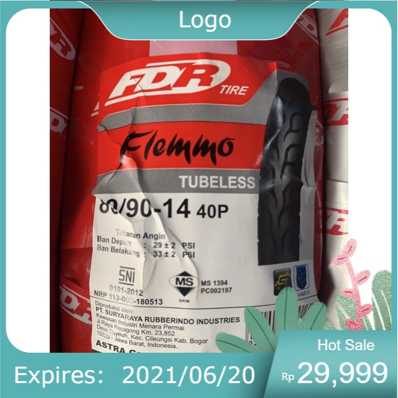 MPM FDR Tubeless Ban Motor Flemmo 80 90 14 Tanpa Ban Dalam Matic Depan Belakang Mio Vario Beat Flemo