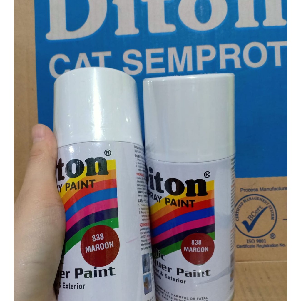 SOLID COLOURS DITON Spray Paint Acrylic Lacquer Paint Pilox Pilok Cat Semprot - 838 MAROON / MERAH MARON (300cc / 300ml)