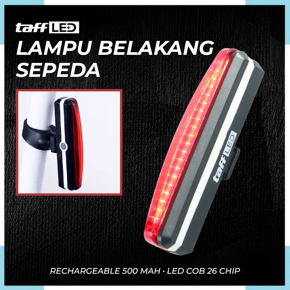 Spesial & Termurah TaffLED Lampu Belakang Sepeda Rechargeable 500 mAh LED COB 26 Chip - RPL-2266 - R