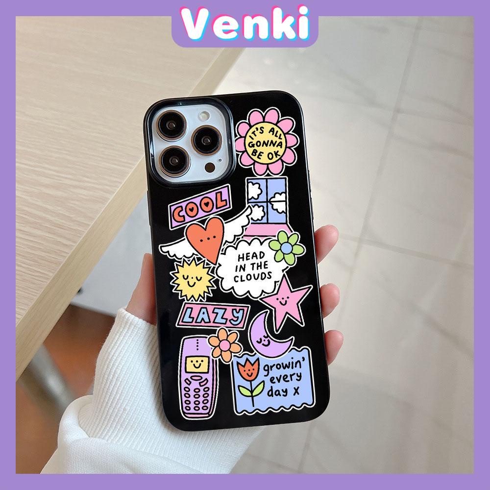 VENKI - For iPhone 11 iPhone Case Black Glossy TPU Soft Case Shockproof Protection Camera Cute Cartoon Compatible with iPhone 14 13 Pro max 12 Pro Max 11 xr xs max 7Plus 8Plus