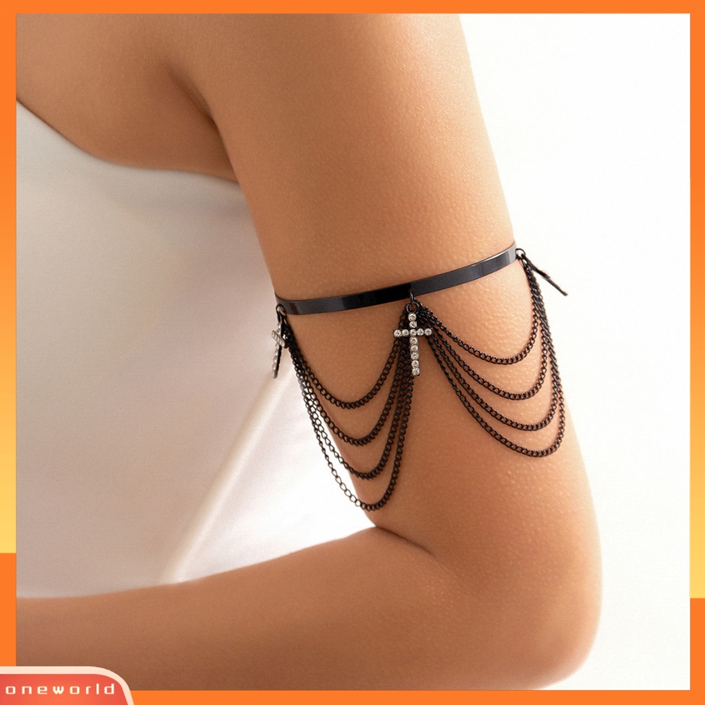 [EONE] Gelang Lengan Liontin Salib Berlian Imitasi Vintage Dengan Rumbai Aksesori Pesta Adjustable Dan Bergaya Untuk Wanita