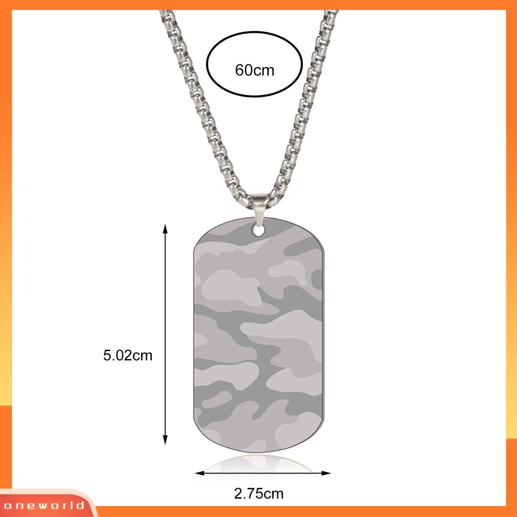[EONE] Pria Kalung Hip Hop Kamuflase Geometris Electroplating Kotak Rantai Dress Up Stainless Steel Laki-Laki Anjing Tag Liontin Kalung Fashion Perhiasan Untuk Pakaian Sehari-Hari