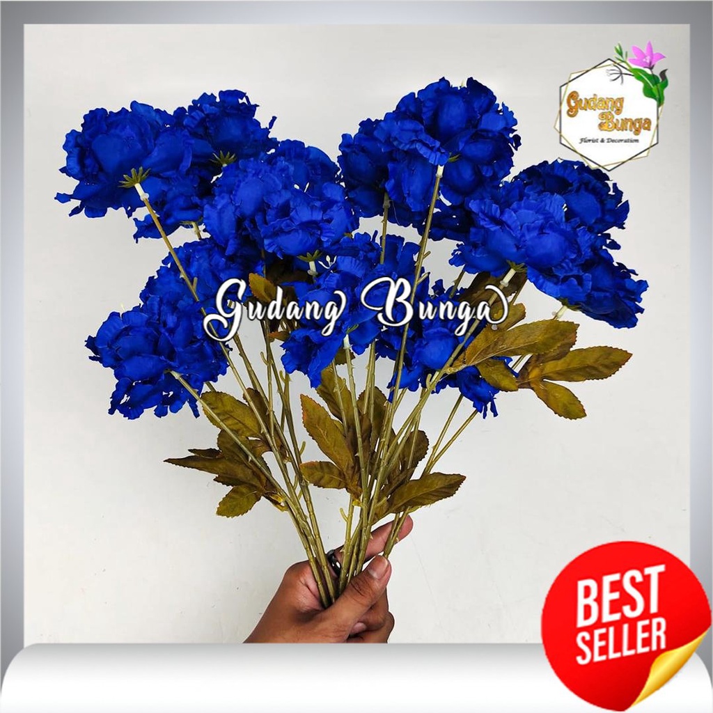 Peony Rush Cabang 3 Bunga artificial Imitasi kain untuk Dekorasi Hiasan cafe, kamar, rumah, dan dekorasi wedding atau pelaminan Import artificial palsu kain premium termurah