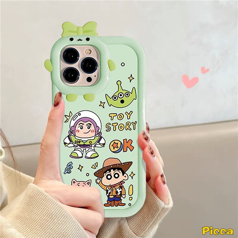 Untuk Oppo A95 A12 A16 A57 A76 A17K A15 A5s A17 A54 A5 A9 A3s A77 A74 A7 A55 A96 A16K A53 A52 Reno 5 7Z A31 A16E A77s 3D Bow Little Monster Lensa Kartun Lucu Toy Story Soft Case