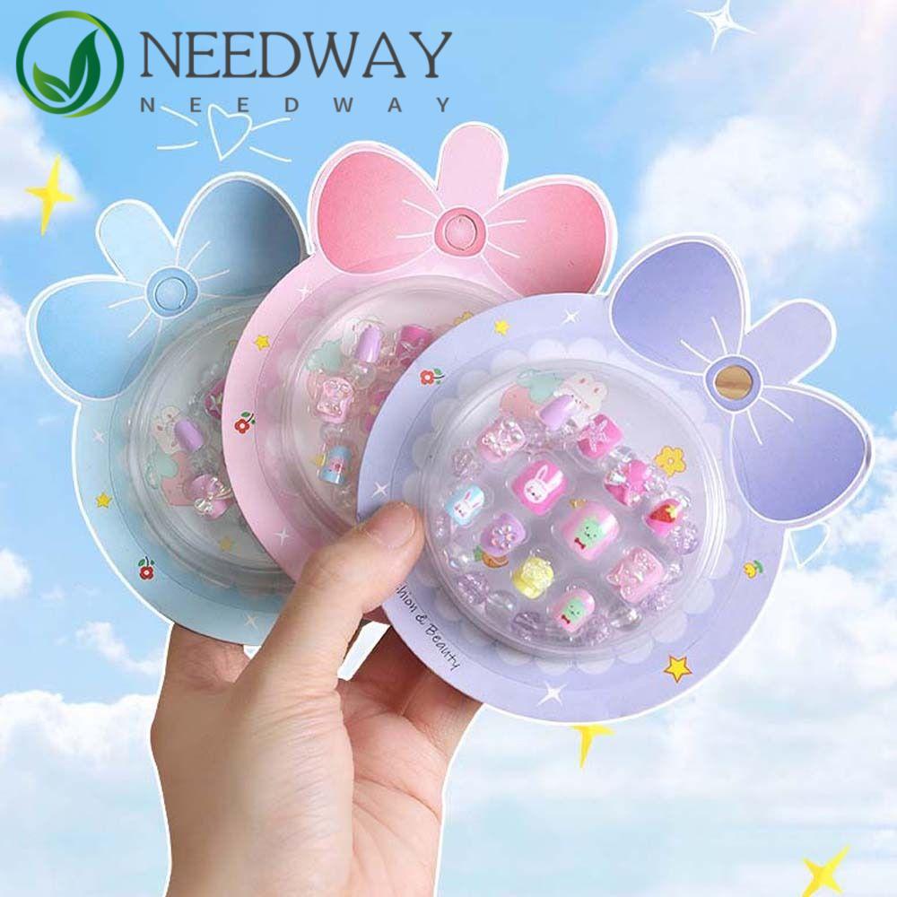 Needway   Children Fake Nails Unicorn Candy Nail Decorations Fake Nails Set Manicure Tools Adhesive Fake Nails Kids Bracelet