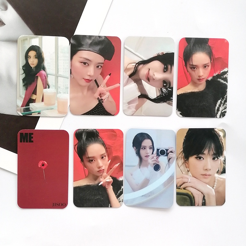 8pcs/set JISOO FLOWER ME Stage Balik Photocards BLACK-PINK Kartu Lomo Blackpink Kpop Postcards Collection Blackpink