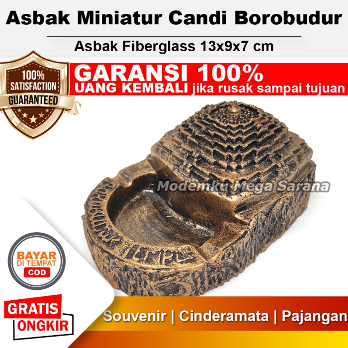 Souvenir Cinderamata Asbak Candi Borobudur Fiberglass 13x9x7 cm