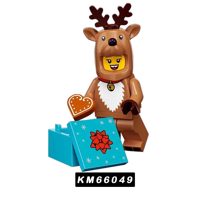 Serigala Abu-Abu Besar Fawn Kreatif Minifigure Blok Bangunan Mainan Bentuk Lucu Ornamen Hadiah