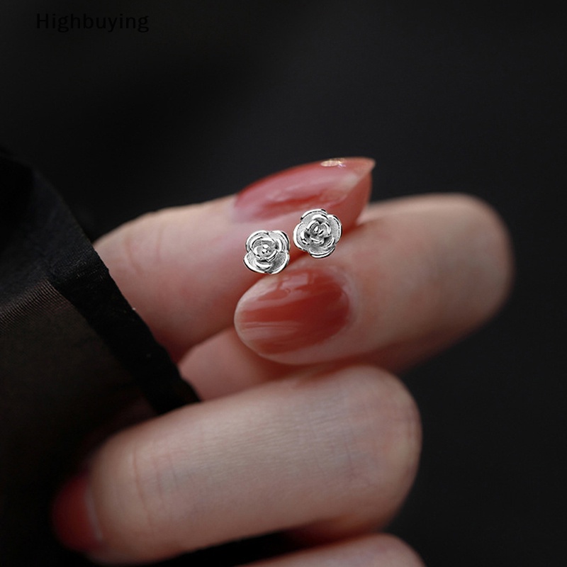 Hbid French Rose Women Earrings Berongga Keluar Sederhana Bunga Dan Hati Stud Earrings Perhiasan Tindik Glory