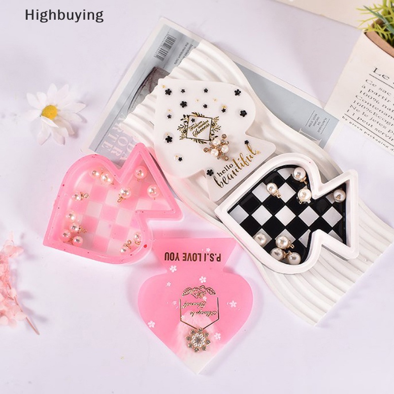 Hbid 2PCS Kotak Penyimpanan Hati Epoxy Resin Cetakan Spade Heart Checkerboard Jewelry Storage Box Mold Dekorasi Rumah Glory