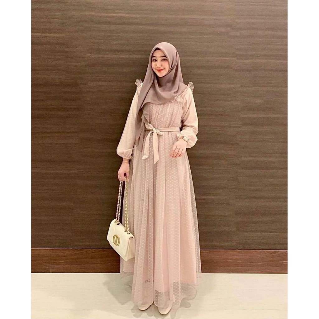 COD | PROMO TERMURAH Marbela Maxy Dress l Gamis Brukat Tile Pesta Kondangan Muslim Fashion Wanita