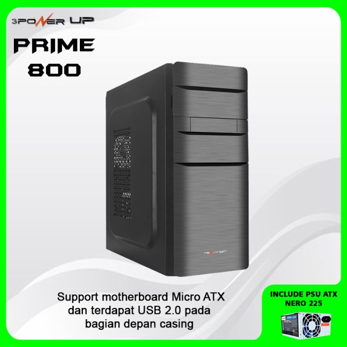 CASING 3 POWER UP PRIME SERIES 800 - With PSU NERO 225W