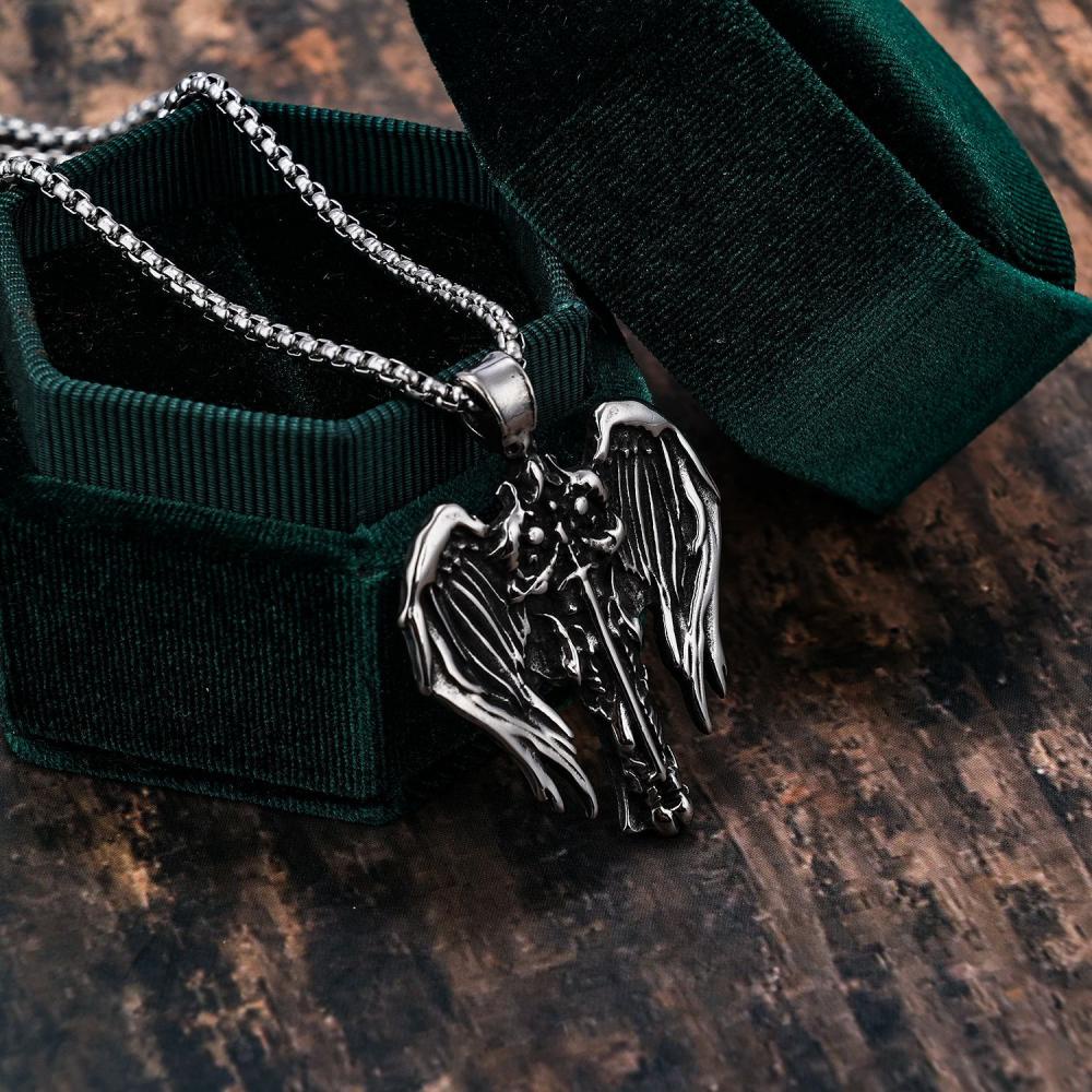 [X C Kalung] Baru Besar Bersayap Guardian Angel Stainless Steel Liontin Kalung Wanita Kalung Hadiah