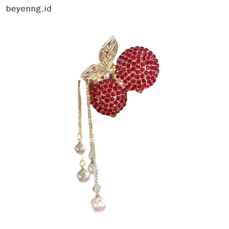 Beyen 1Pc Cherry Rumbai Jepit Rambut Berlian Imitasi Hair Clip Woman Hair Claw Perhiasan Aksesoris Rambut Peri Hiasan Kepala ID