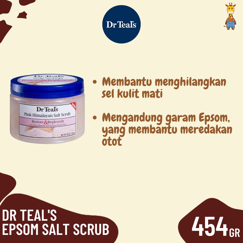 Dr Teal's Pink Himalayan Salt Scrub Refresh &amp; Replenish With Pure Epsom Salt &amp; Essential Oils 454g