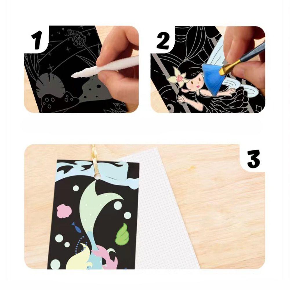 Lanfy Scratch Painting Bookmark Set Portable 20lembar Dewasa Anak DIY Bookmark Kids Painting Mainan Gambar