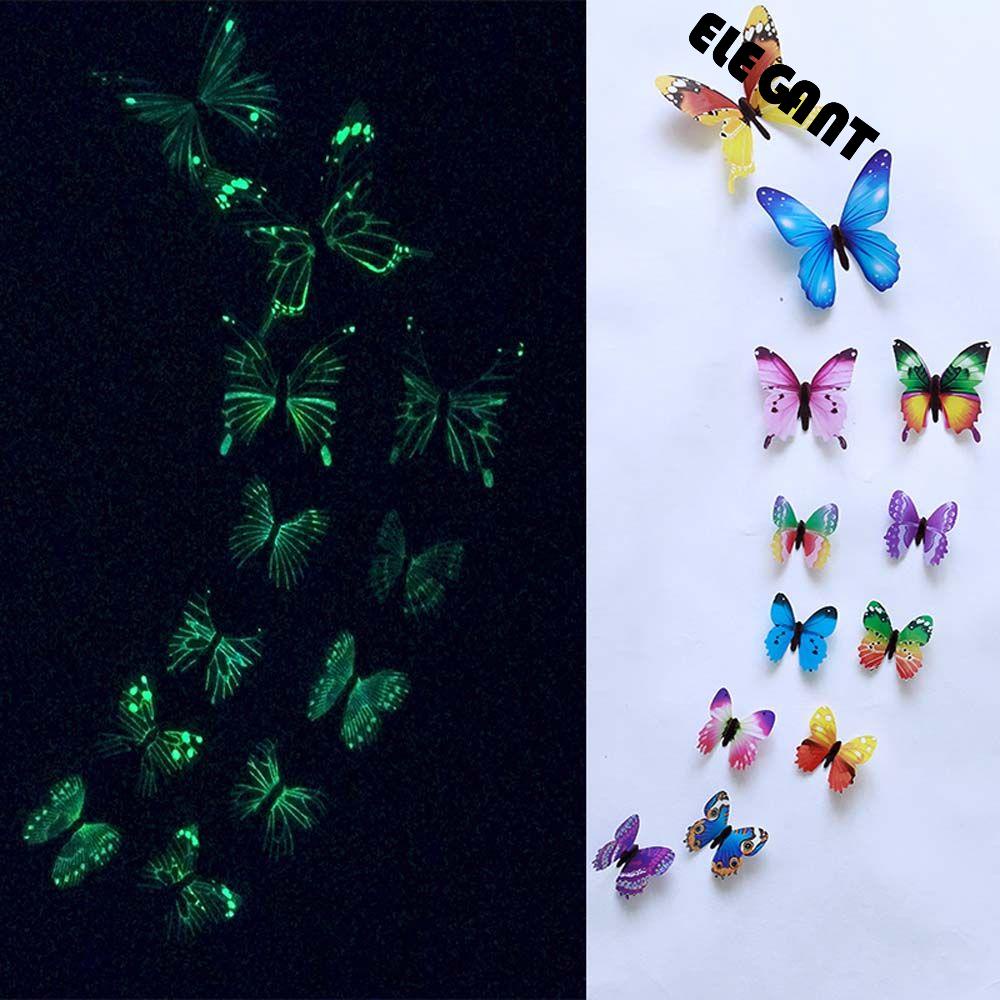 [Elegan] Bercahaya Stiker Dinding Ruang Tamu 12 Pcs/set Dekorasi Kamar DIY Luminous Wallpaper Dinding Decals