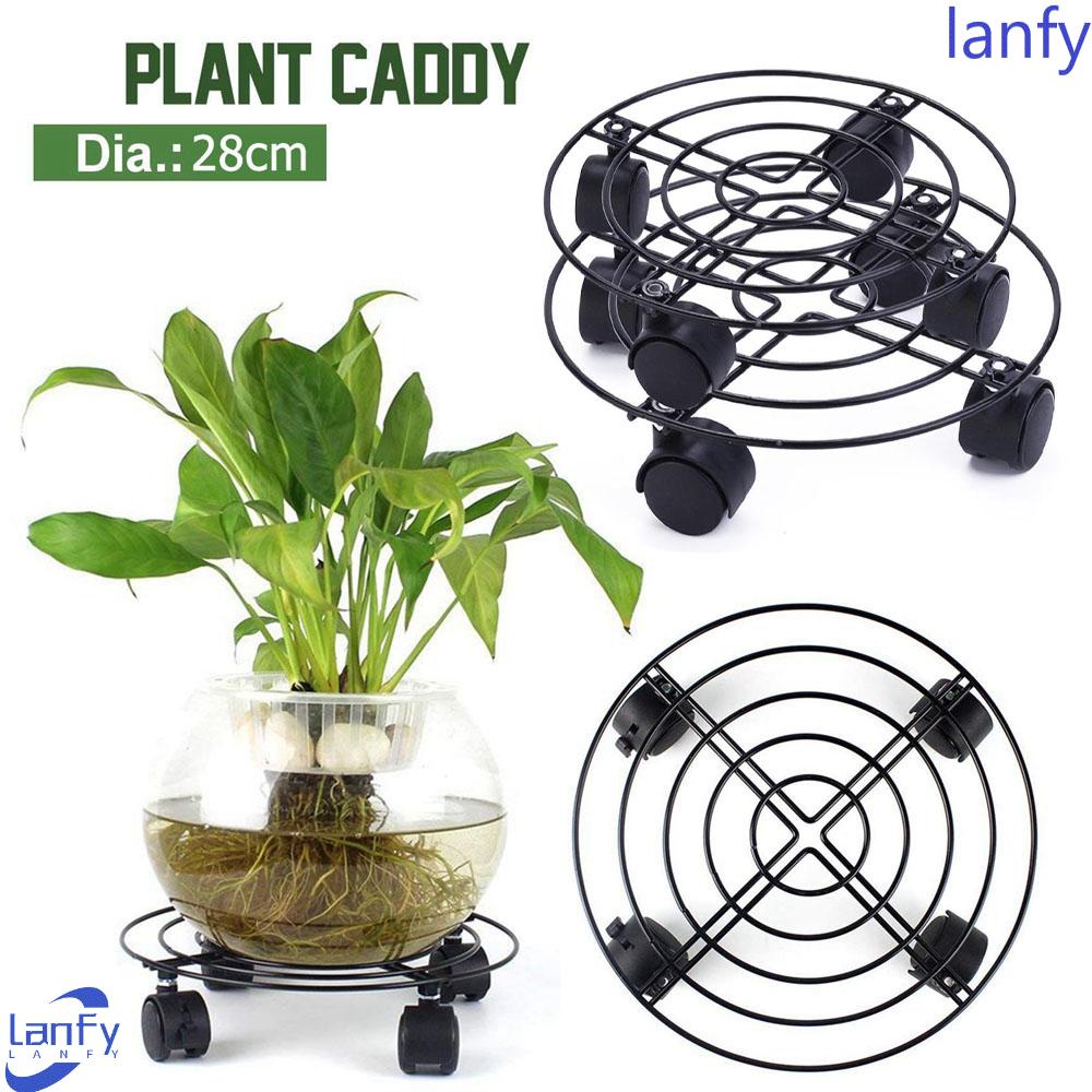 Lanfy Plant Pot Stand Mover with Brake Tray Trolley Gadget Rumah Tangga Braket Alas Tangki Gas