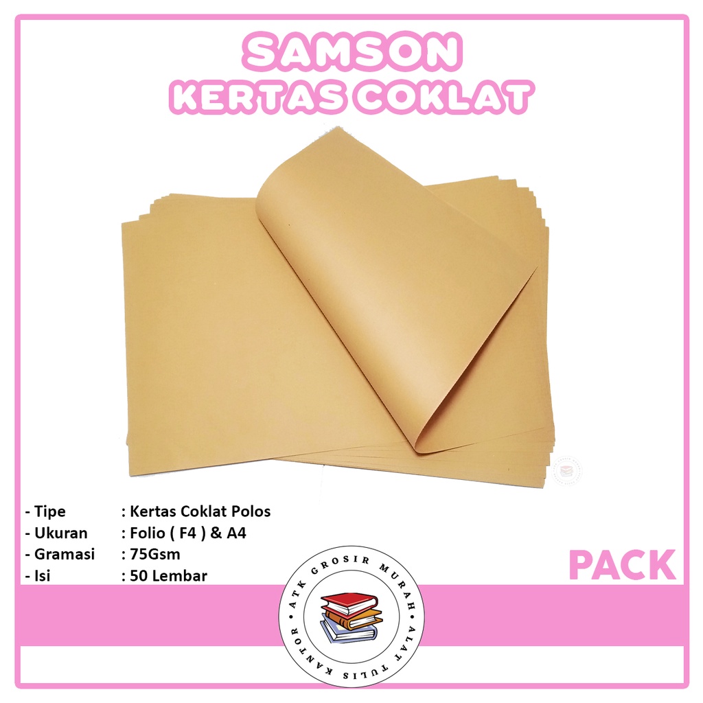 

SAMSON - Kertas Coklat 75gsm Isi 50 Lembar F4 & A4 - Pack