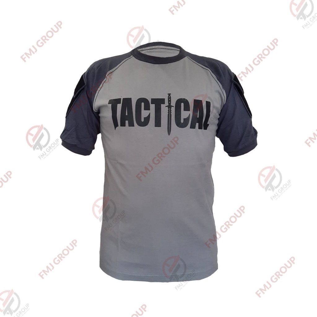 Kaos TACTICAL Lengan Pendek Abu Kombinasi / Kaos TACTICAL Abu / Kaos Sablon TACTICAL