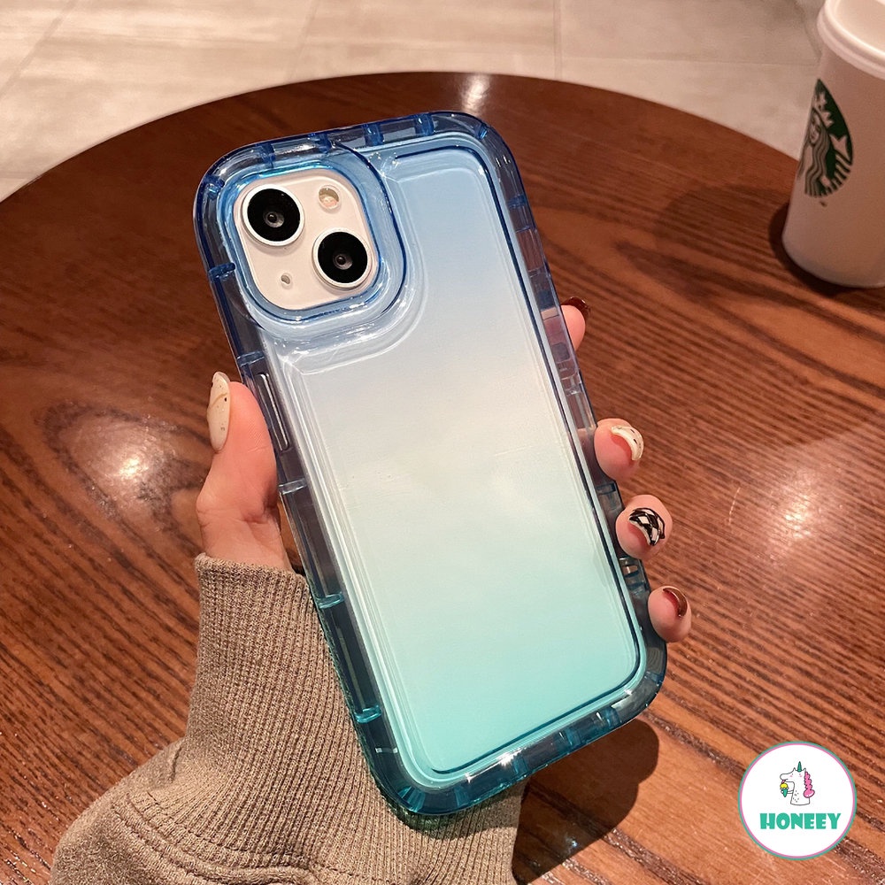 IPHONE Gradient Air Cushion Shockproof Phone Case Kompatibel Untuk Iphone11 14 12 13 Pro Max 14 Pro Silikon Pelindung Bumper Clear Cover