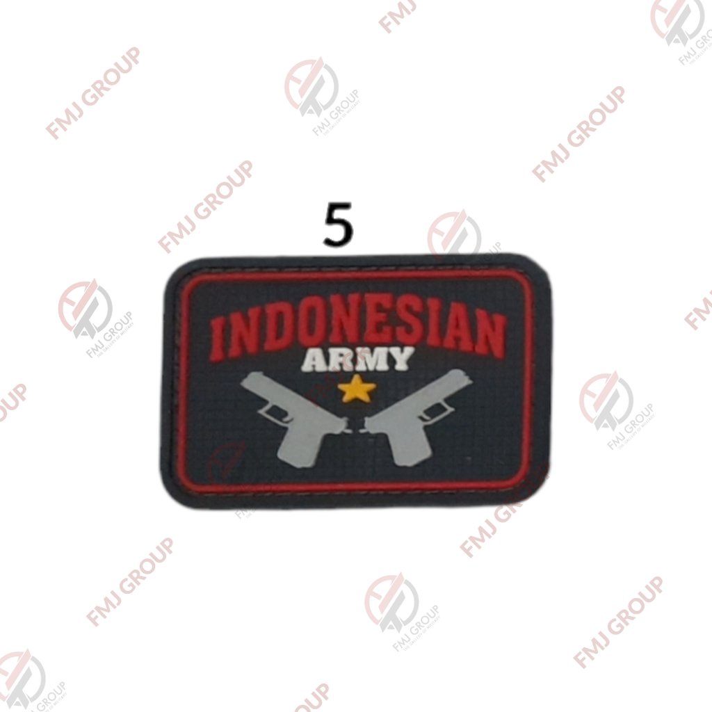 Emblem Patch Rubber Logo Glock, Glock Perfection, Glock Profesional Indonesian Army Velcro Perekat