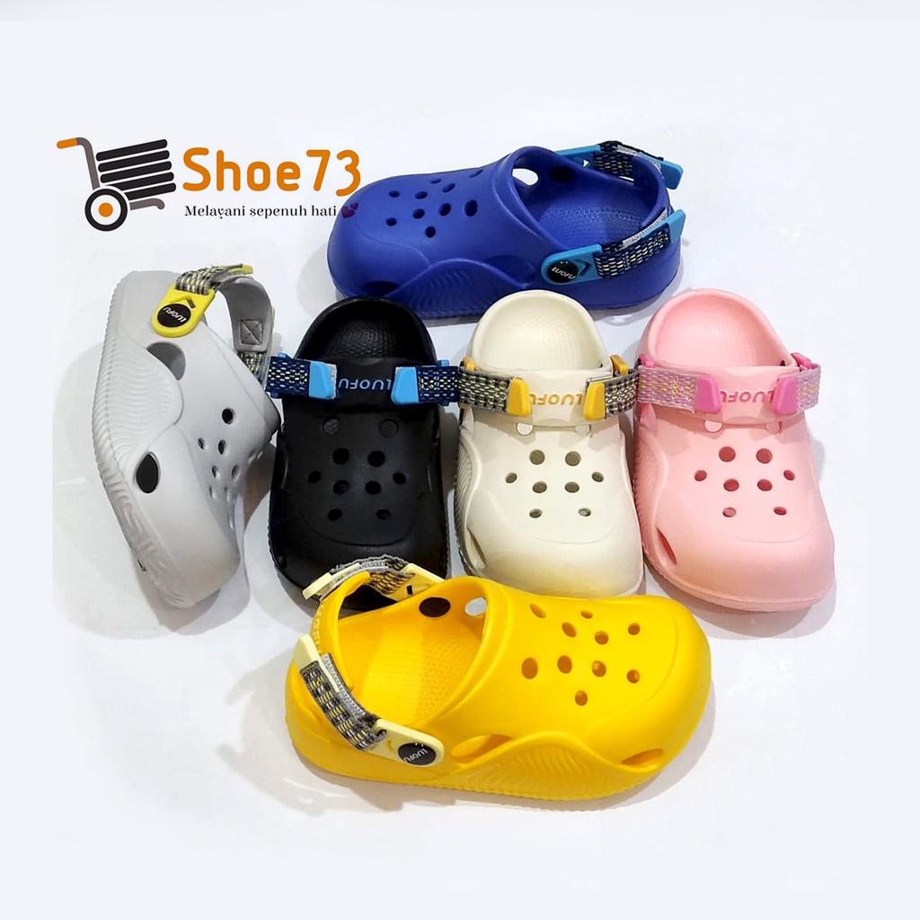 LUOFU E 8112 E01 SIZE 24-35 ORIGINAL l Sandal Clog jelly anak laki dan perempuan l Sendal baim cewek cowok impor