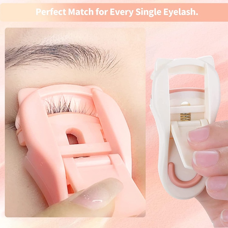 2pcs/set Penjepit Bulu Mata Cakar Kucing/Aplikator Bulu Mata Sebagian Sudut Lebar/Segmented Curling Eyelash Curler Dengan Bantalan Isi Ulang Silikon