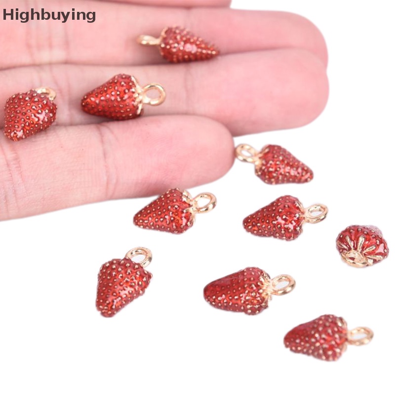 Hbid 10Pcs/Set Enamel Alloy Strawberry Ch Liontin Perhiasan DIY Membuat Kerajinan Hadiah Glory