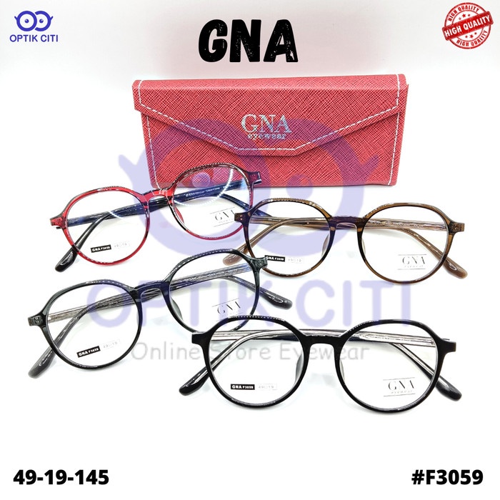 Frame Kacamata Pria Wanita Bulat GNA F3059 Eyewear Original