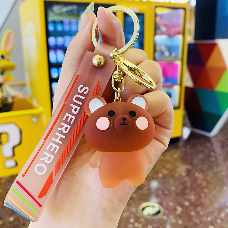 Hadiah Lucu 3D Blush Animals Kartun Kelinci Kodok Beruang Ayam Semi Transparan Kekasih Pasangan Gantungan Kunci Tas Ransel Bluetooth Earphone Case Cover Liontin Dekorasi