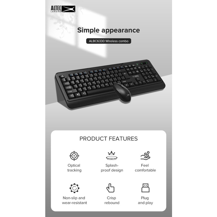 KEYBOARD MOUSE WIRELESS COMBO ALTEC LANSING ALBC6330