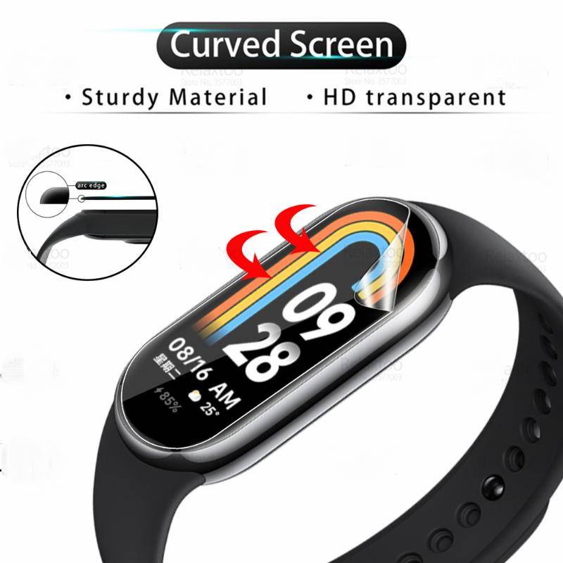 999d Curved Soft Hydrogel Film Untuk Xiaomi Smart Band8 Pelindung Layar Anti blue light Untuk Mi Smart Band8 Gelang Film Bukan Kaca