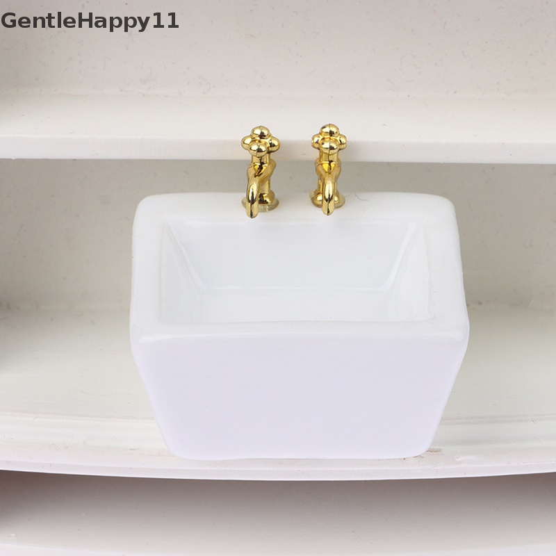 Gentlehappy 1: 12rumah Boneka Miniatur Keramik Wastafel Kamar Mandi Model Furniture Decor id