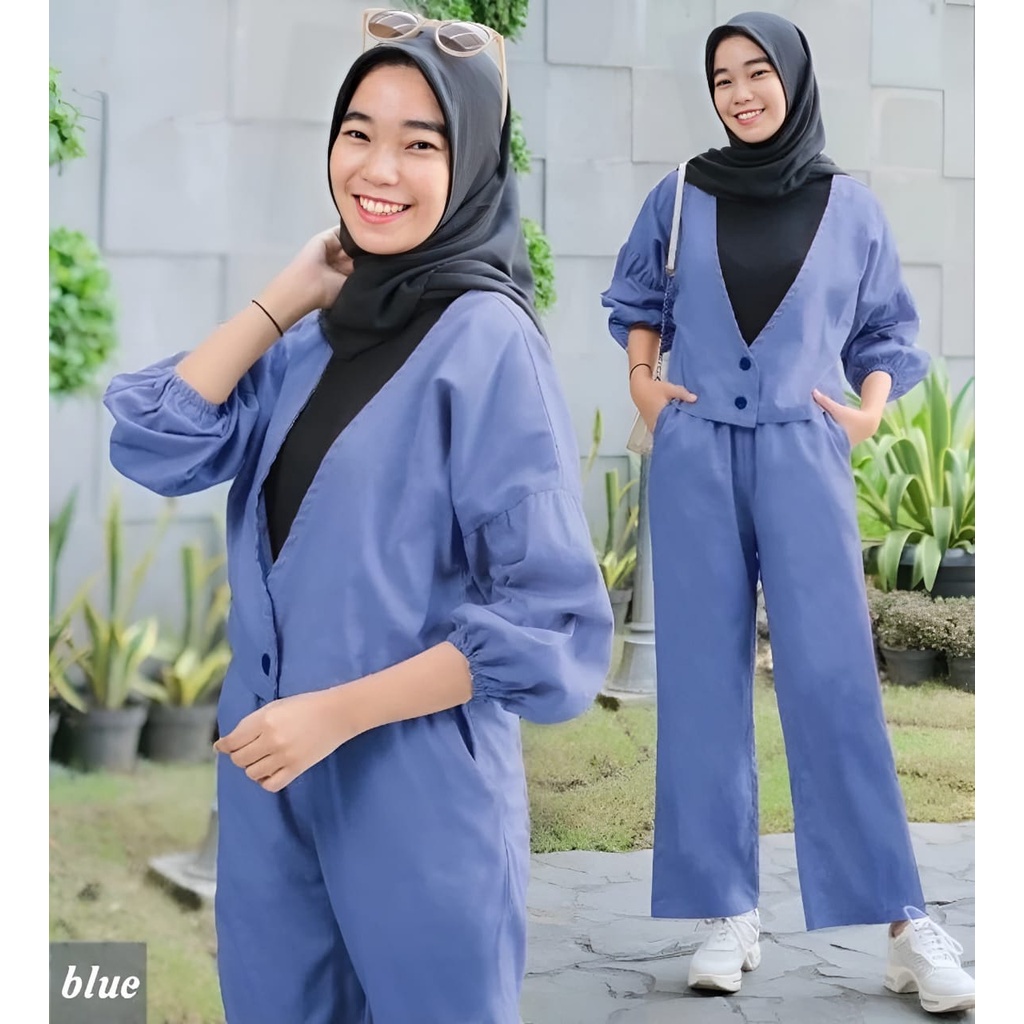 Valera Set Kids 2in1 l Setelan Celana Wanita Remaja Muslim 10 - 15 Tahun Matt Syakila Polos Premium Terbaru