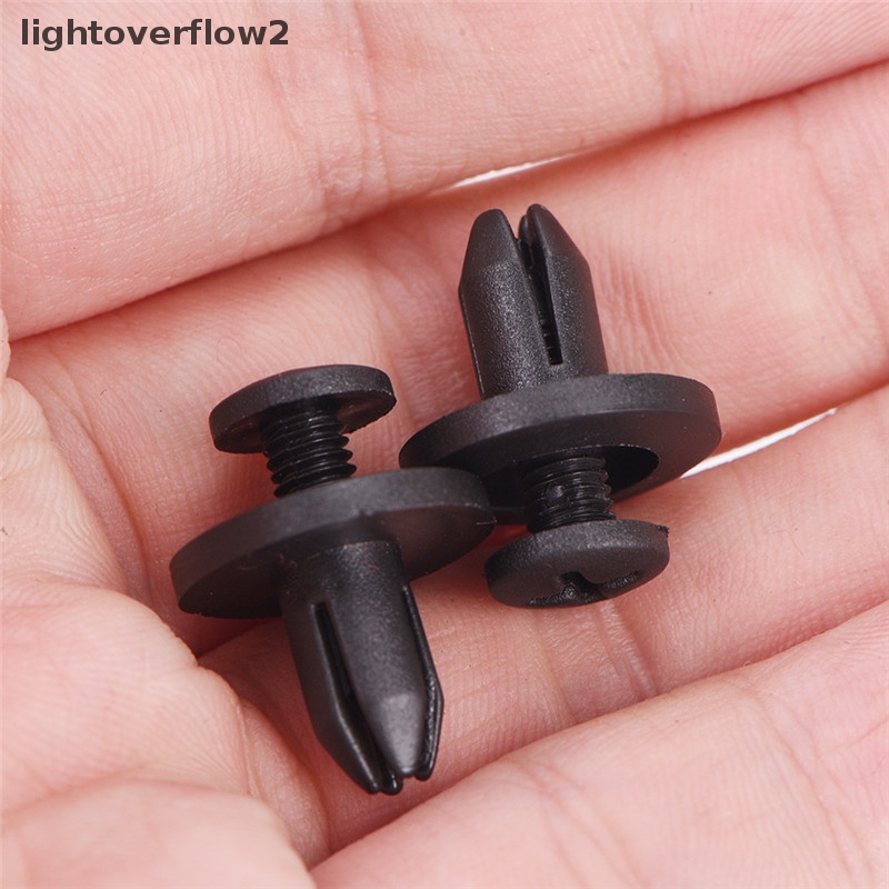 [lightoverflow2] 50pcs 6mm Auto Mobil Bumper Fender Pengencang Push Hitam Klip Plastik [ID]