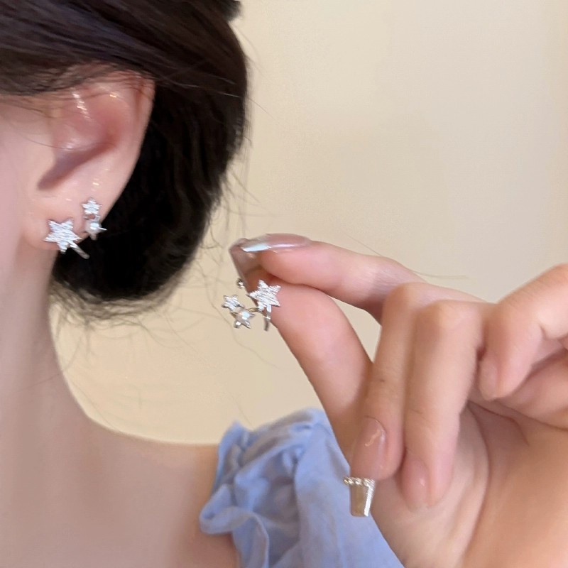 Anting Love Ikatan Simpul Zircon Silver Untuk Wanita Perhiasan Telinga Mewah