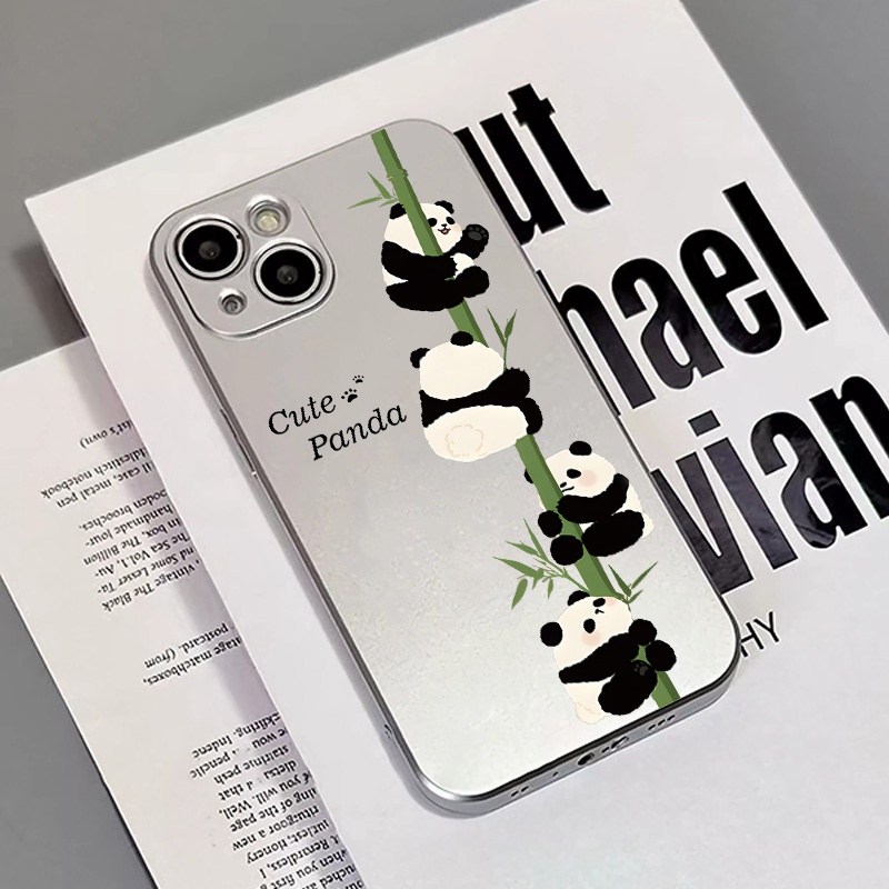 IPHONE Casing Ponsel Electroplate Kompatibel Untuk Iphone14 13 12 Pro Max11 XS XR X8+76S Plus Mini Cute Panda Soft Casing TPU Silikon Shockproof Cover