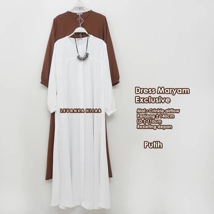 Gamis  Wanita / Dress Maryam Bahan Crinkle Airflow - Hitam