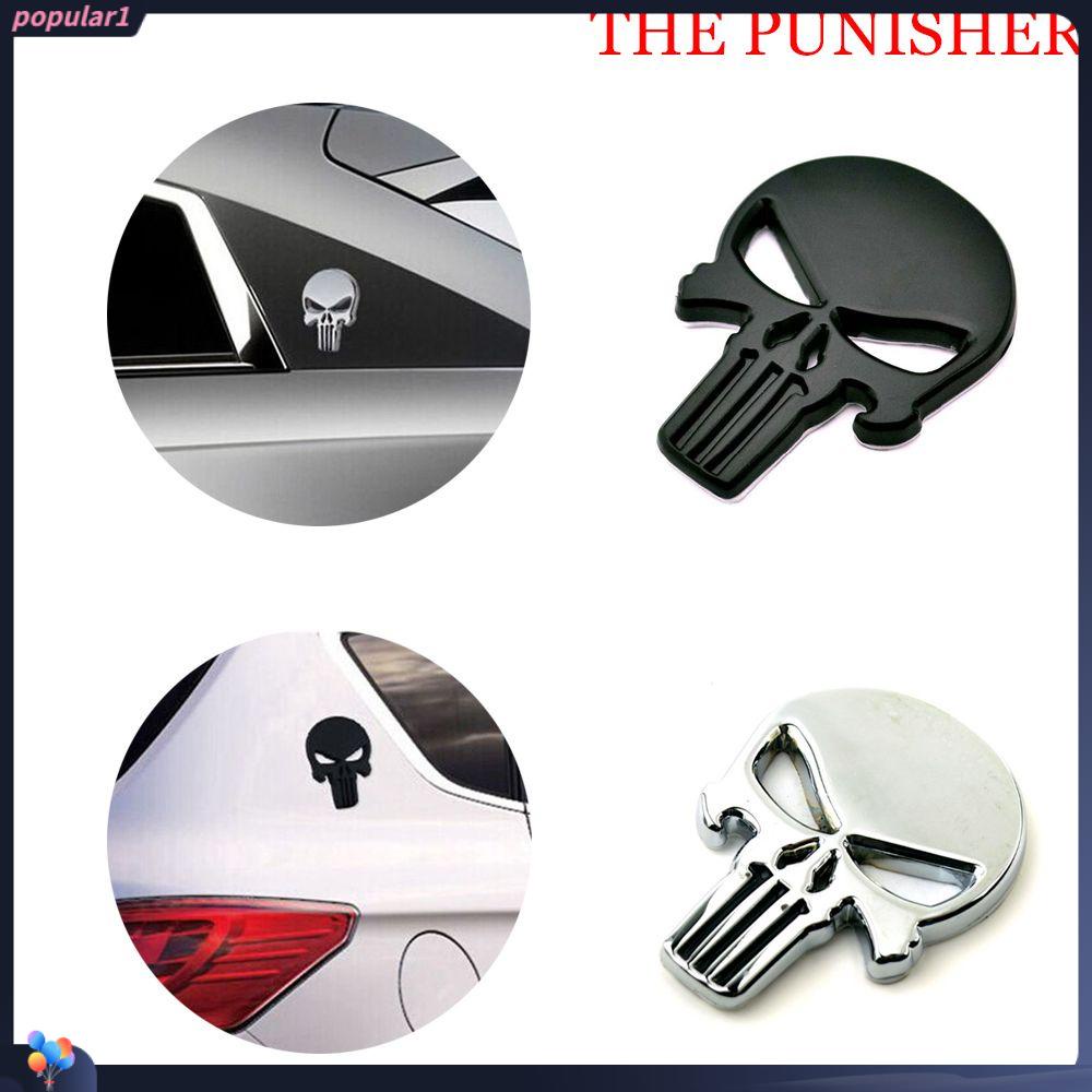 Populer Stiker Mobil 3D Keren Emblem Skeleton Devil Tengkorak
