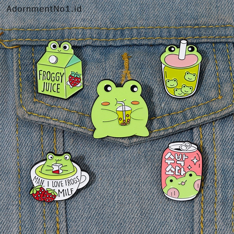 [AdornmentNo1] Froggy Enamel Pin Custom Lucu Kodok Mug Kopi Susu Jus Dapat Bros Kerah Lencana Hewan Perhiasan Hadiah Untuk Teman Anak [ID]