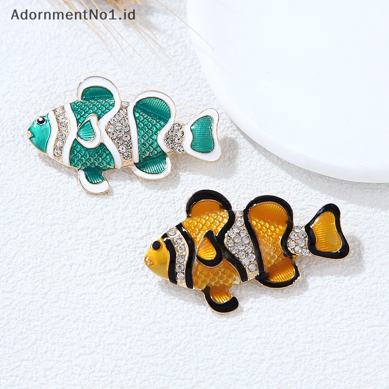 [AdornmentNo1] Bros Ikan Tropis Laut Berlian Imitasi Fashion Untuk Wanita Pakaian Mantel Aksesoris Pesta Hadiah [ID]