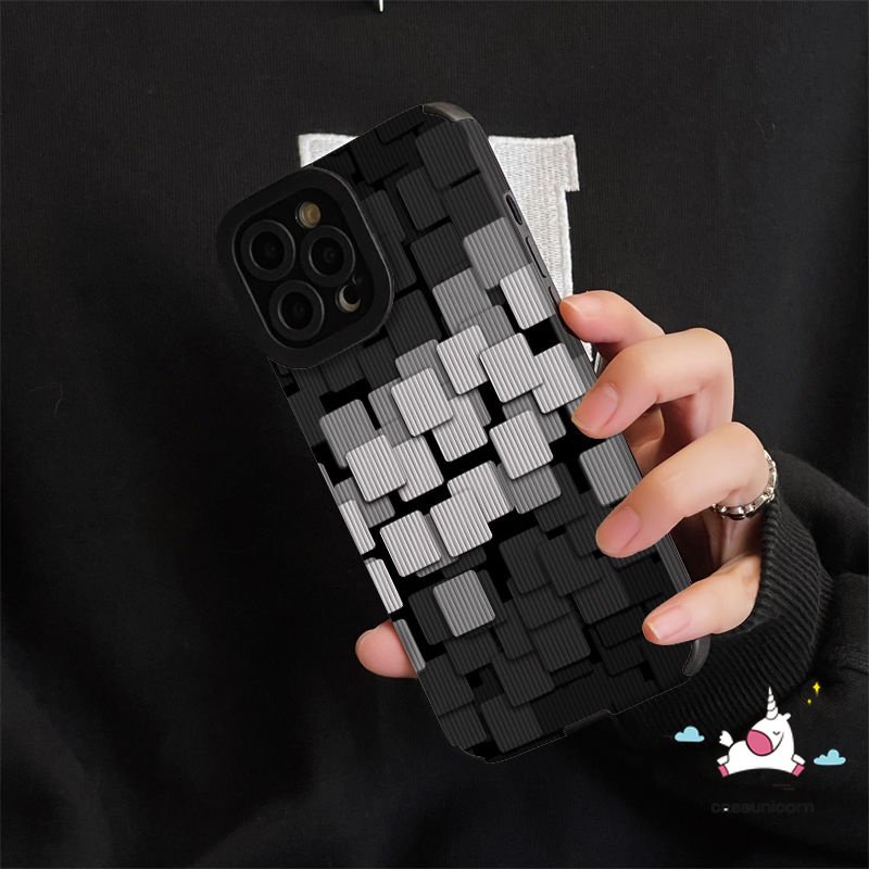 Ins Art Pola Tidak Teratur Casing Belakang Kompatibel Untuk iPhone XR 11 12 14 13 Pro Max7 8 Plus X XS MAX Bisnis Minimalis Tekstur Kulit Lembut Shockproof Cover Mewah