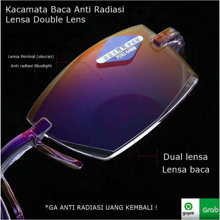 Kacamata Baca Lensa Plus Double Anti Radiasi +1.00 s/d + 4.00 Kacamata Pria Reading Glasses 804 Original Bisa Jalan dan Nonton TV