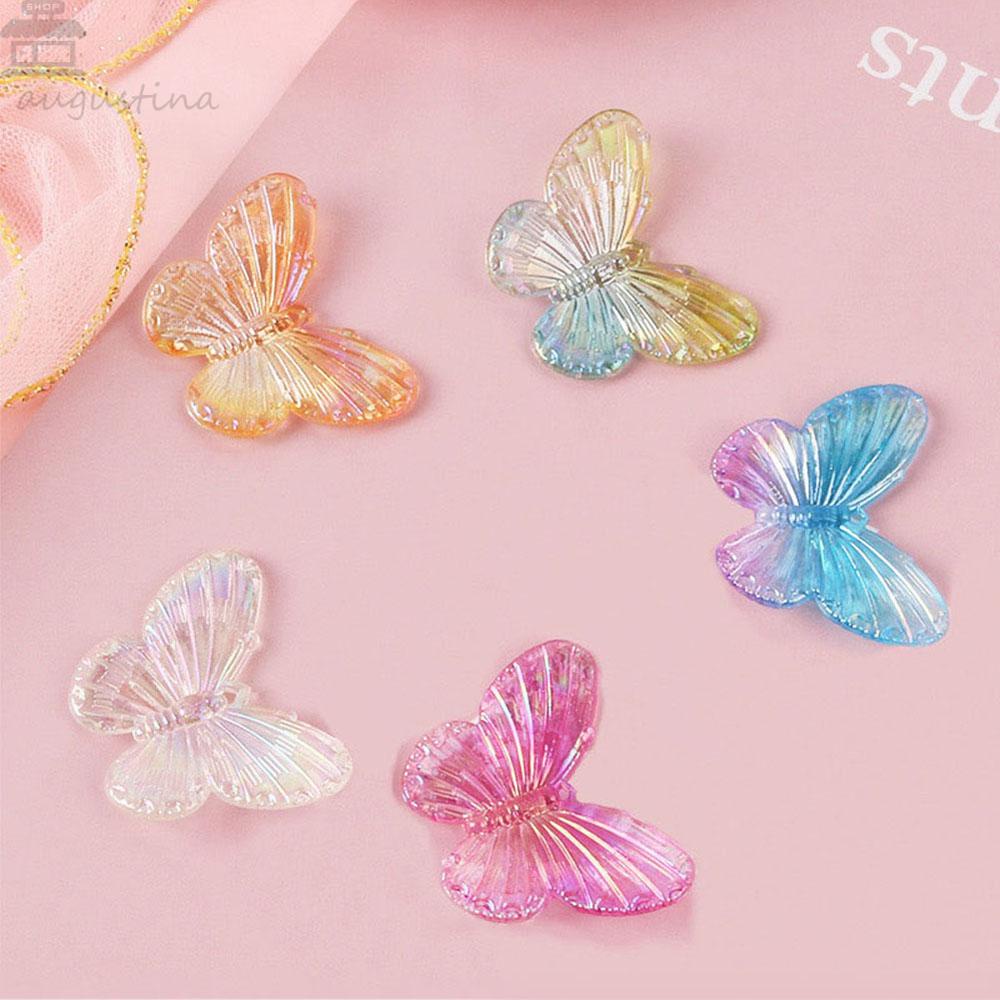 Agustina Kalung Temukan 31.5x41x4.5mm Bahan Perhiasan DIY Electroplate Acrylic Butterfly Liontin Kupu-Kupu