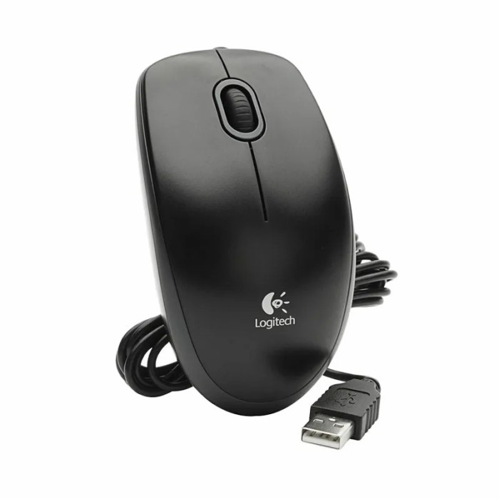 Mouse Wired Kabel USB Hitam Office Kantor Logitech B100 SALE 150CM