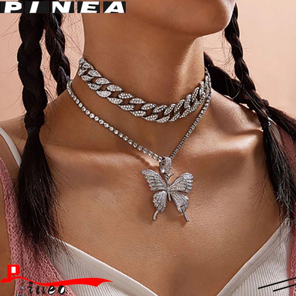 Nanas Kalung Wanita Zirkon Kristal Choker Klavikula